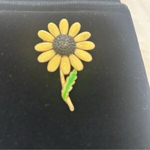 Sunflower Brooch with Yellow and Green Accents